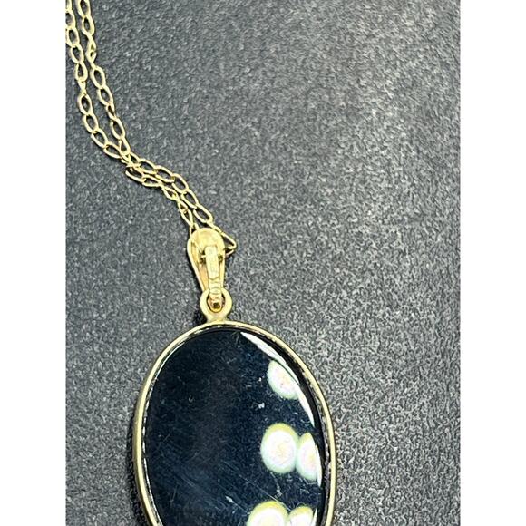 OTC Italy Vintage 10k Yellow Gold Blue Agate Mother Child Carved Cameo Pendant - Picture 14 of 14